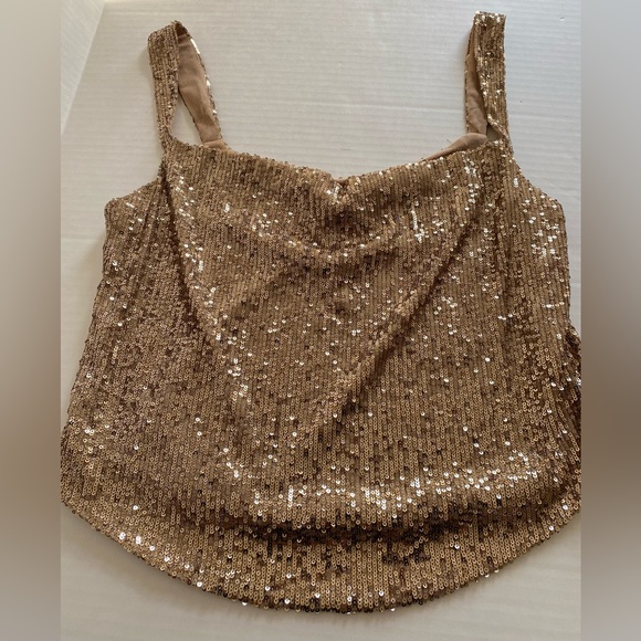 By Anthropologie Cowl-Neck Sequin Camisole Top Size Medium Excellent Condition - Picture 5 of 10
